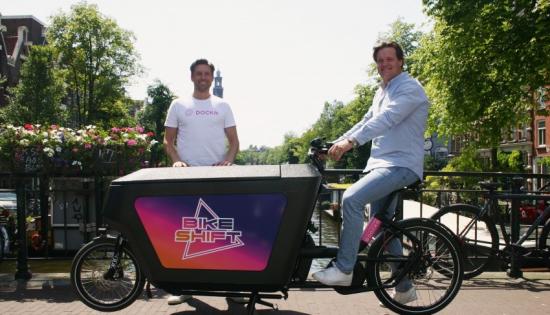 Robert Jan Koopman van DOCKR en Lodewijk van Nooten van Bikeshift gaan all-in, door gezamenlijk elektrische bedrijfsbakfietsen en fietskoeriers aan te bieden