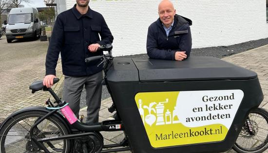 Joris Keijzer (co- founder MarleenKookt) en Sjoerd den Dekker (Operationeel Manager Bikeshift)